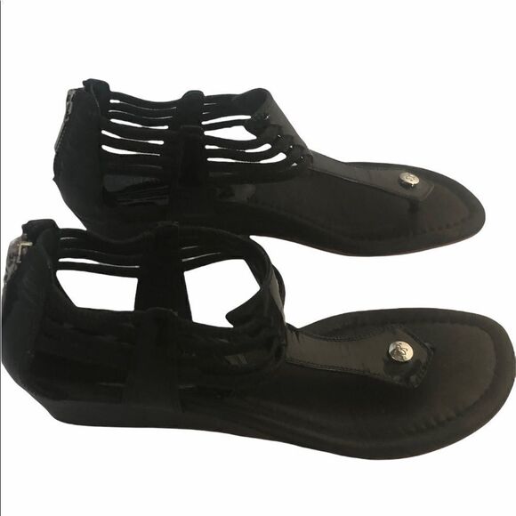 Donald Pliner Black Patent Leather Wedge Sandals Size 7.5 - Picture 7 of 10